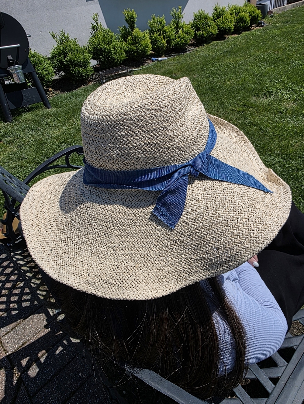 Lola Hats Straw Sun Hat with Blue Ribbon Nwt